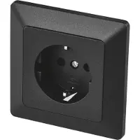 Emos Schuko-stopcontact, inbouwmontage, 250 V, 16 A, antraciet, met verhoogde bescherming tegen aanraking