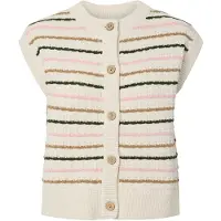 Y.A.S. Gebreide bodywarmer 'YASNilo' crème / karamel / olijfgroen / lichtroze