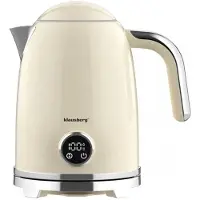 Klausberg - Waterkoker - Elektrische Waterkoker - Waterkoker - Thee Waterkoker met Thermometer - Warmhoudfunctie - RVS - 1.7L - 2200W - Beige