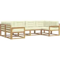 vidaXL Buiten bank set 6 st Wit en crèmekleurig