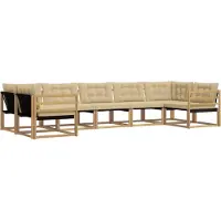 vidaXL Buiten bank set 7 st Wit en Beige