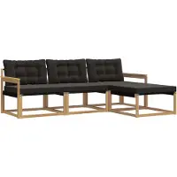 vidaXL Buiten bank set 4 st Wit en zwart