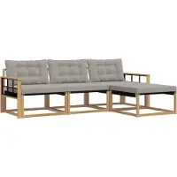 vidaXL Buiten bank set 4 st Wit en Lichtgrijs