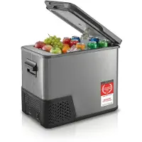 TZS First Austria Compressor Koelbox - 38L - Koelt tot -20°C - AC/DC 12V 24V 230V - Anti-Vingerafdruk Dark Steel - 3-Traps Accubeveiliging