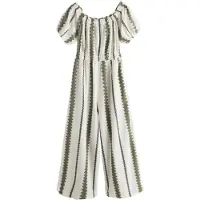 Next Jumpsuit crème / olijfgroen / zwart