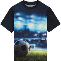 We fashion T-shirt donkerblauw Jongens Katoen Ronde hals All over print - maat 170/176
