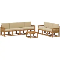 vidaXL Buiten bank set 8 st Natuurlijk en Beige Polyester