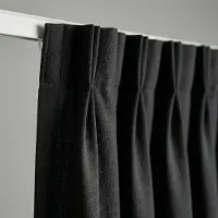 Fresh & Co Gordijnen met Linnen Look - Haken - Zwart 150 x 250 cm /