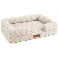 By Cee Cee Orthopedische Hondenmand – Orthopedisch Hondenkussen – Hondenbed – Ribstof - Voor Kleine Honden - Beige - 80x55