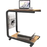 OEM Laptop- en notebooktafel met wielen, 51 x 30 x 56 cm, laptop- en notebookstandaard met wieltjes en werkblad