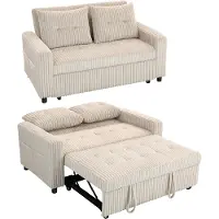 HOMCOM Sofa Bed-Polyester, Staal-157L x 90B x 91H cm-Crèmewit