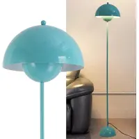 Alpinaluz Nordisch design, vloerlamp, turquoise kleur. Inspiratie: "Bloempot" en parabolische voet. E27 fitting, geschikt voor woonkamer, eetkamer en slaapkamer