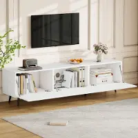 MODFU - Tv-Meubel - 3 Klepdeuren - Modern - Voor Woonkamer - MDF - Wit - 180 x 40 x 48 cm
