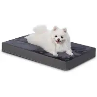 OEM Middenformaat orthopedisch hondenbed van leer en wol - Omkeerbaar, donkergrijs, 75 x 45 x 7 cm
