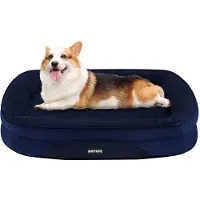 OEM Orthopedisch hondenbed, hondenmand, met neksteun aan alle vier zijden, antislipbodem, afneembaar en wasbaar, geschikt voor kleine en middelgrote honden, 90 x 71 x 15 cm, marineblauw