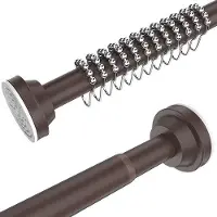 OEM Gordijnstang 105-195 cm, met 12 haken, roestvrijstalen telescopische stang, geschikt voor badkamer, handdoekstang, zonder boren