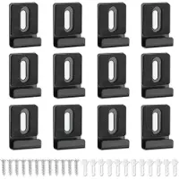 Markenlos Set van 12 spiegelmontagesets voor wandmontage, zwarte spiegelhouders met pluggen en schroeven, roestvrijstalen spiegelbevestigingen voor spiegels in de badkamer