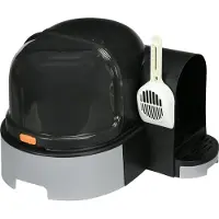 PawHut Katzenklo, Katzentoilette 52 x 60 x 42 cm mit Deckel, ausziehbares Tablett, Schloss, Schaufel, Grau
