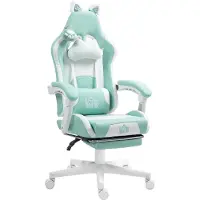 HOMCOM Gaming Chair-Kunstleer-65L x 62B x 116-124H cm-Lichtblauw