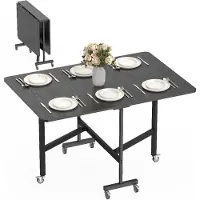 HOMCOM Opklapbare Eettafel-Spaanplaat, Staal-120L x 80B x 73H cm-Zwart