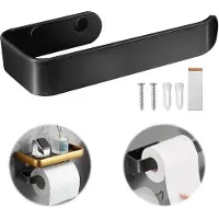 Unyqoos Ibenzoa toiletrolhouder van aluminiumlegering, 18 cm – U-vormig ontwerp, boorvrij met 3M zelfklevende bevestiging of schroeven, antislip, afstand tot de muur: 8 cm