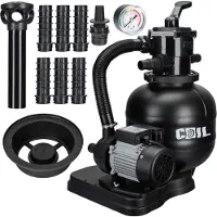 Coil Zandfilterpomp 6000 l/u (200W) – Zwembadpomp tot 18m³ – 7-wegklep met manometer – Geschikt voor zand en filterballen