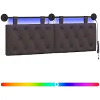 vidaXL Hangend hoofdbord Met LED-verlichting Donkerbruin Stof