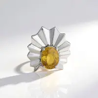 Cavill - Zilveren Hanger - 925 Sterling Zilver - Gele Zirkoon 3,65 ct - Ovaal Slijpsel Sunburst Ontwerp - Elegante, Lichtgewicht Sieraad, Tanzania