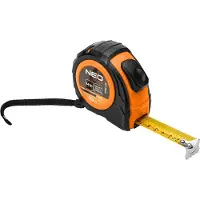 Neo - Stalen Rolmaat - Autostop - 10m x 25mm - Twee Blokkeringsknoppen