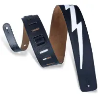 Levys Leathers 6,4 CM LEATHER WITH SEAMS LIGHTNING MOTIF SUEDE BACK - BLACK