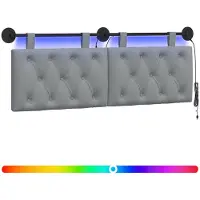 vidaXL Hangend hoofdbord Met LED-verlichting Lichtgrijs Stof