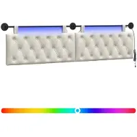 vidaXL Hangend hoofdbord Met LED-verlichting Crèmekleurig Fluweel