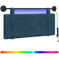 vidaXL Hangend hoofdbord Met LED-verlichting Blauw Fluweel