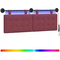vidaXL Hangend hoofdbord Met LED-verlichting Wijnrood Stof