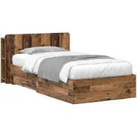 vidaXL Bedombouw met opslag Oud hout 100 x 200 cm Bewerkt hout