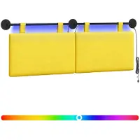 vidaXL Hangend hoofdbord Met LED-verlichting Licht Geel Corduroy stof