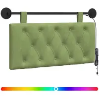 vidaXL Hangend hoofdbord Met LED-verlichting Lichtgroen Fluweel