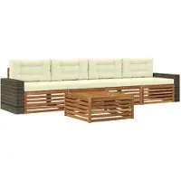vidaXL Buiten bank set 5 st Natuurlijk en Crème Massief Acacia Hout