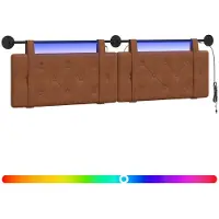 vidaXL Hangend hoofdbord Met LED-verlichting Bruin Antiek PU