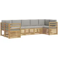 vidaXL Buiten bank set 7 st Wit en Lichtgrijs Polyester