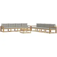 vidaXL Buiten bank set 9 st Wit en Lichtgrijs Polyester