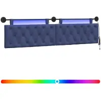 vidaXL Hangend hoofdbord Met LED-verlichting Politieblauw Fluweel