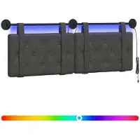 vidaXL Hangend hoofdbord Met LED-verlichting Zwart Antiek PU