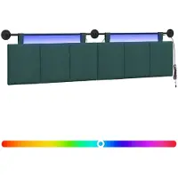 vidaXL Hangend hoofdbord Met LED-verlichting Donkergroen Stof