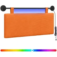vidaXL Hangend hoofdbord Met LED-verlichting Oranje Corduroy stof