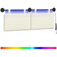vidaXL Hangend hoofdbord Met LED-verlichting Crèmekleurig