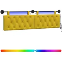 vidaXL Hangend hoofdbord Geel Fluweel