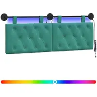 vidaXL Hangend hoofdbord Met LED-verlichting Turquoise Fluweel