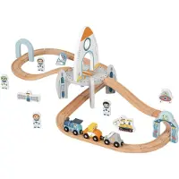 Tooky Toy Wooden Space Station Train Set 35 Pieces Goud
