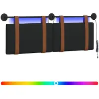 vidaXL Hangend hoofdbord Met LED-verlichting Zwart Antiek PU